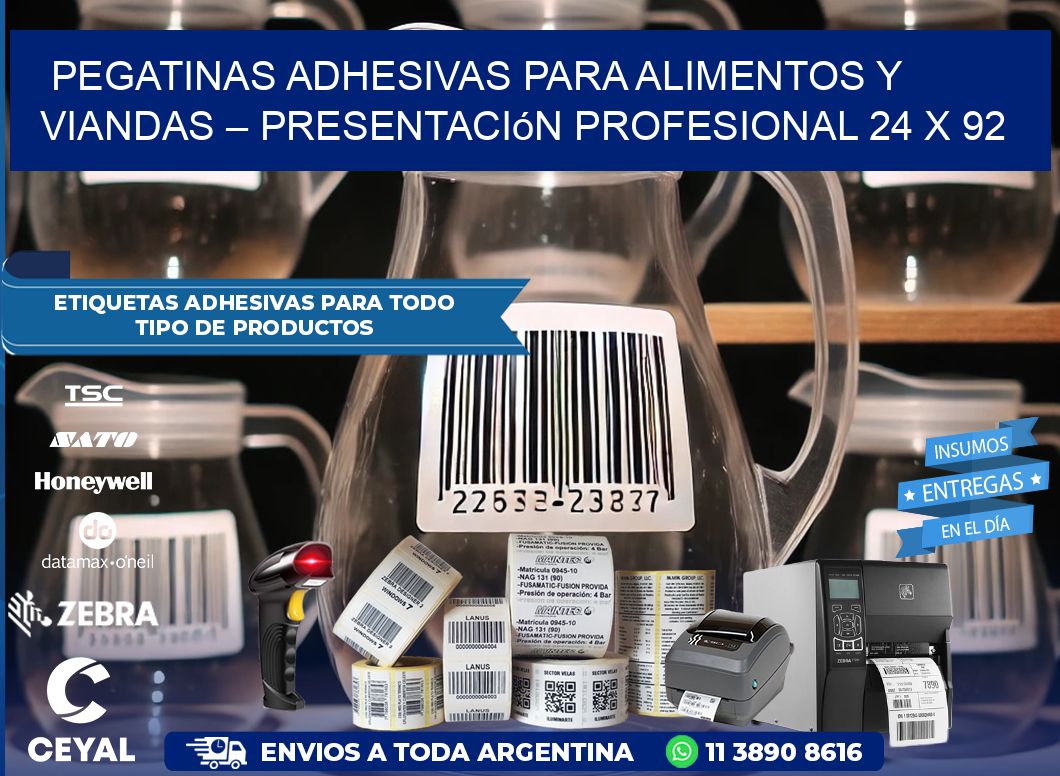 Pegatinas Adhesivas para Alimentos y Viandas – Presentación Profesional 24 x 92