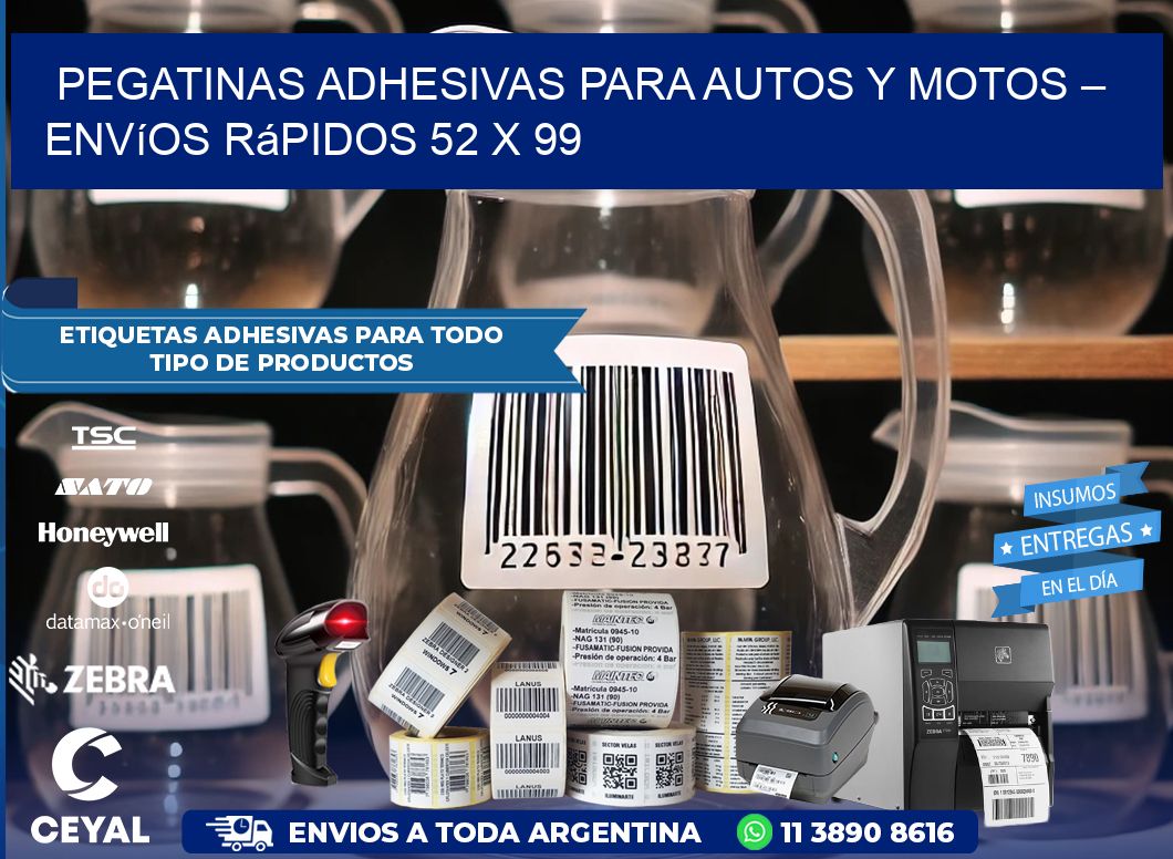 Pegatinas Adhesivas para Autos y Motos – Envíos Rápidos 52 x 99