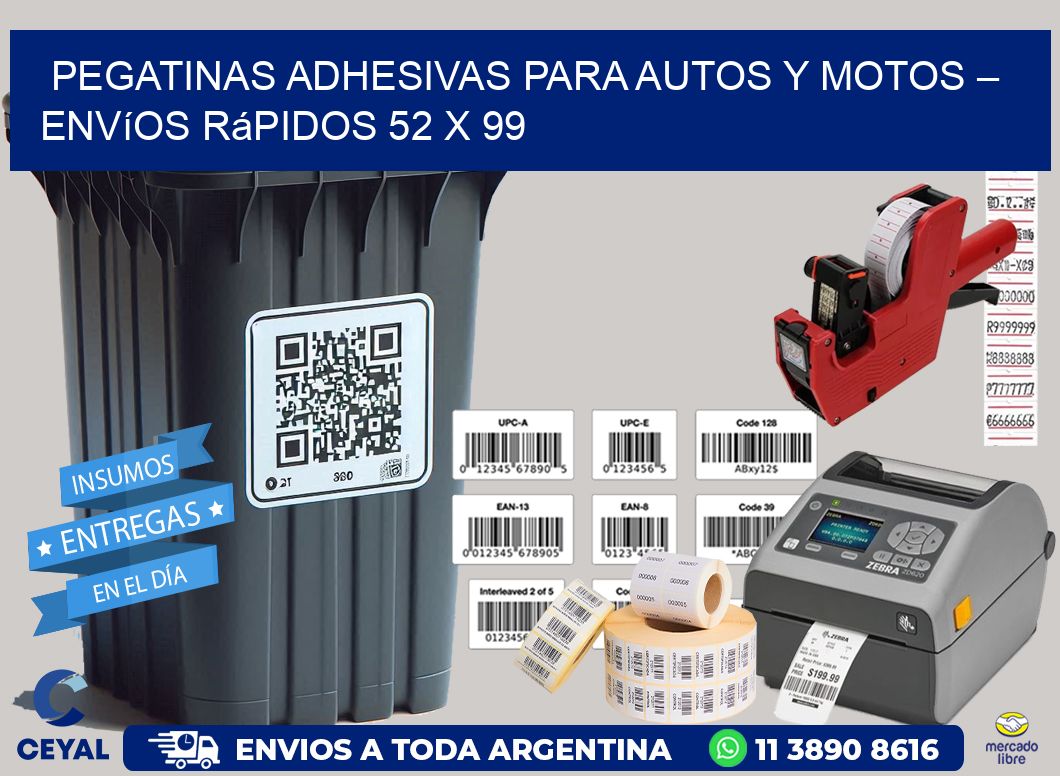 Pegatinas Adhesivas para Autos y Motos – Envíos Rápidos 52 x 99