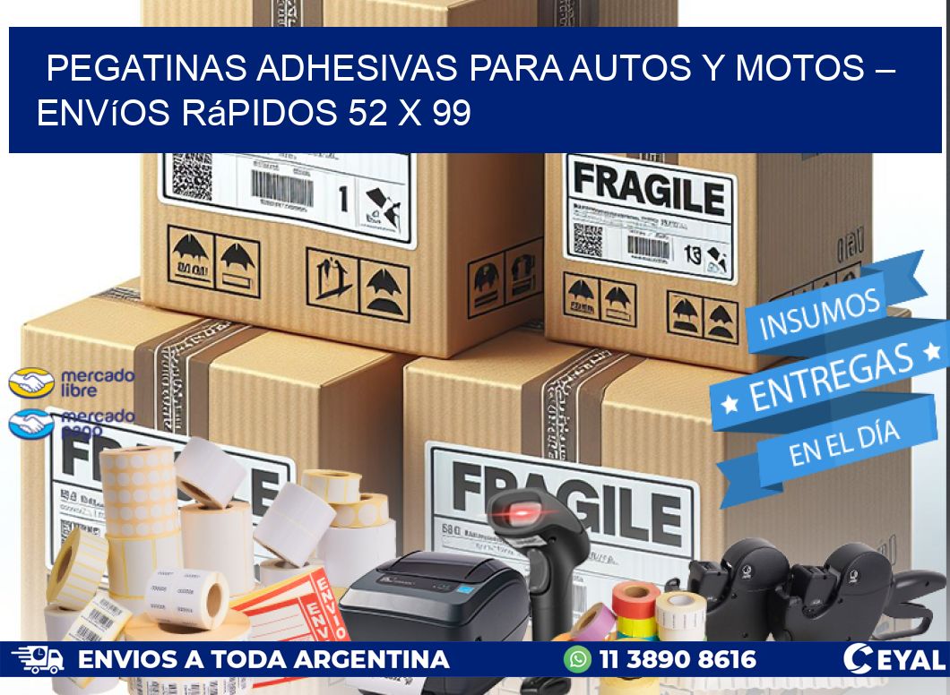 Pegatinas Adhesivas para Autos y Motos – Envíos Rápidos 52 x 99