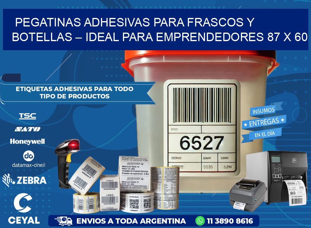 Pegatinas Adhesivas para Frascos y Botellas – Ideal para Emprendedores 87 x 60