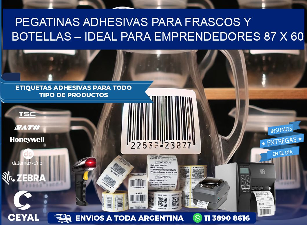 Pegatinas Adhesivas para Frascos y Botellas – Ideal para Emprendedores 87 x 60