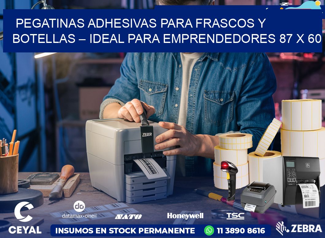 Pegatinas Adhesivas para Frascos y Botellas – Ideal para Emprendedores 87 x 60