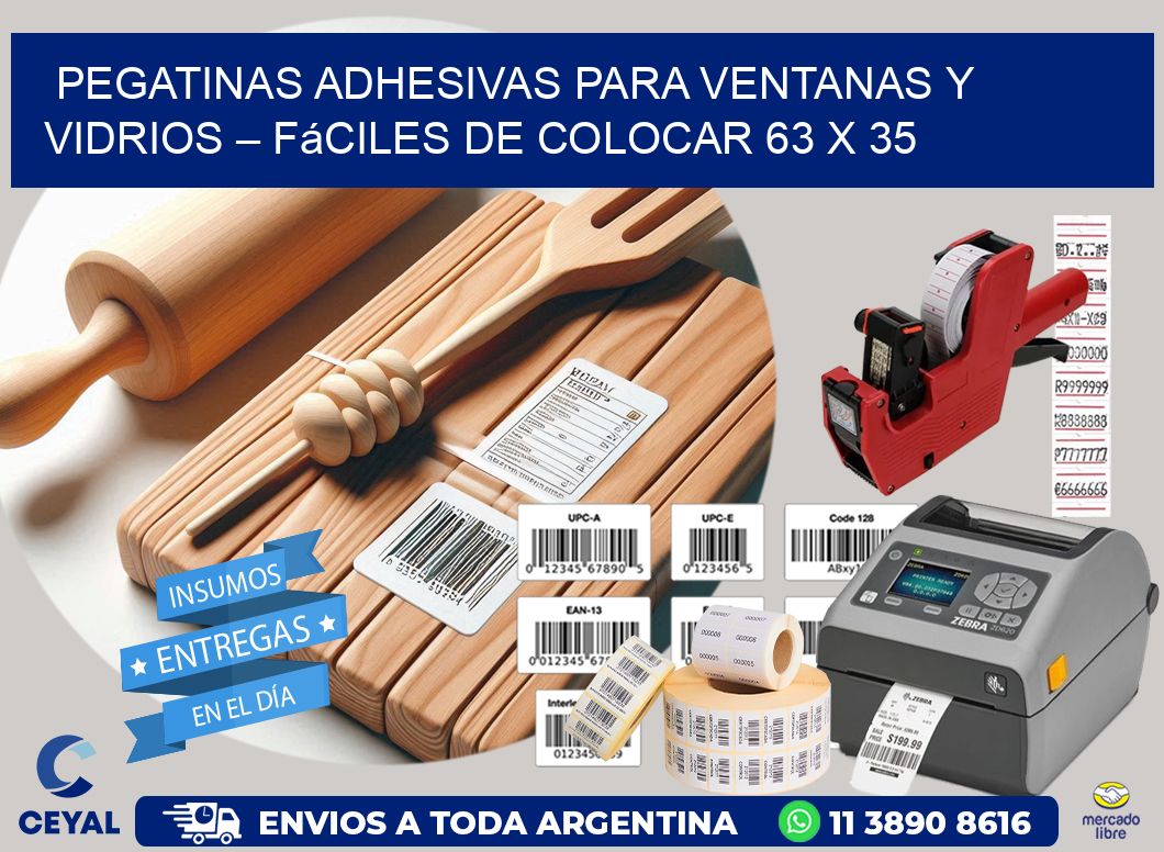 Pegatinas Adhesivas para Ventanas y Vidrios – Fáciles de Colocar 63 x 35