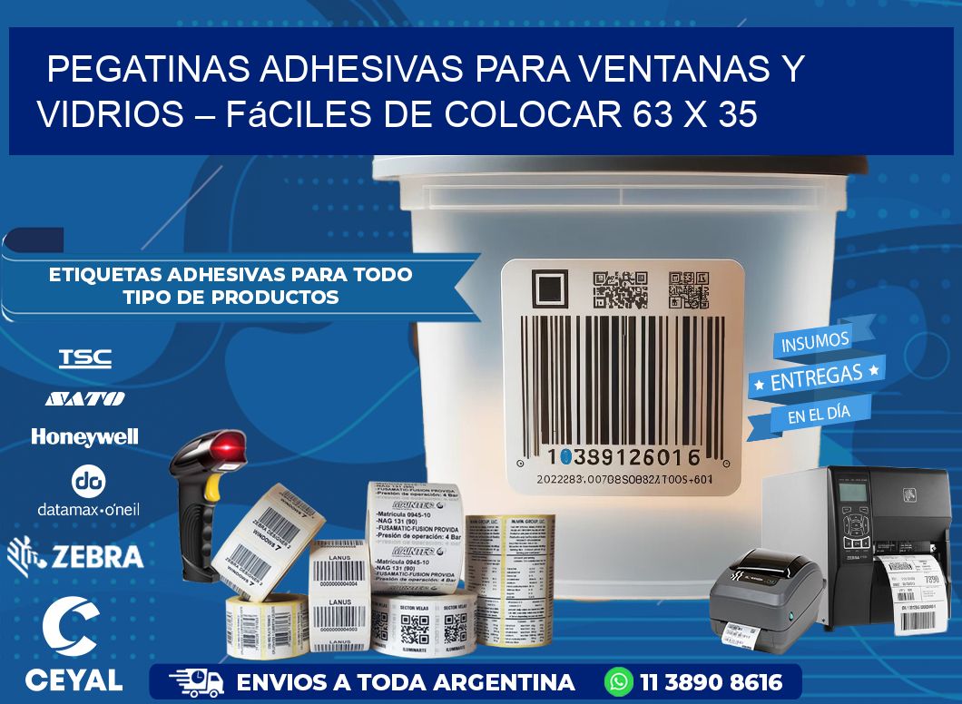 Pegatinas Adhesivas para Ventanas y Vidrios – Fáciles de Colocar 63 x 35