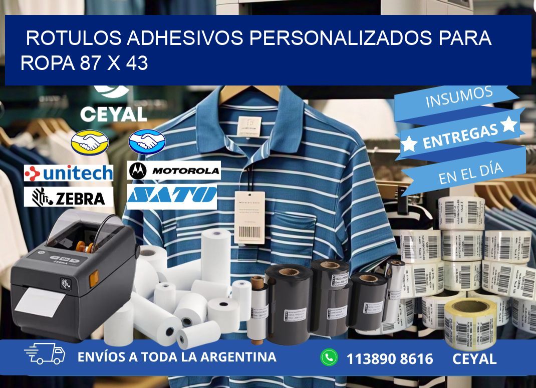 ROTULOS ADHESIVOS PERSONALIZADOS PARA ROPA 87 x 43