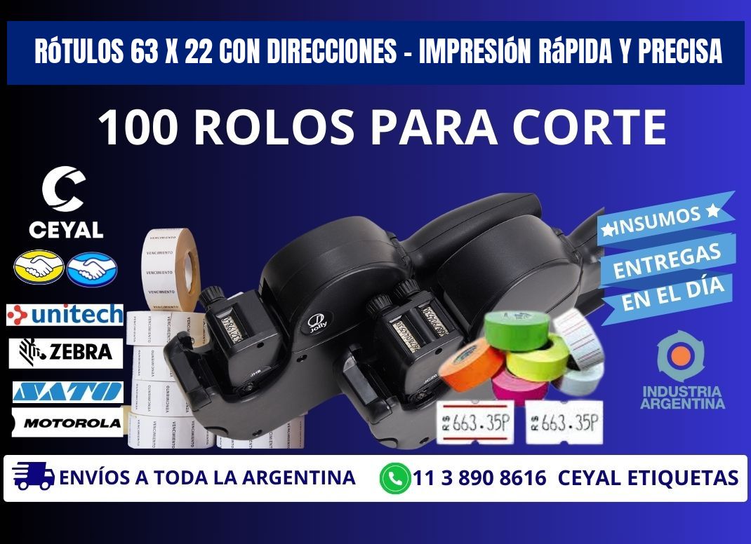 Rótulos 63 x 22 con Direcciones – Impresión Rápida y Precisa