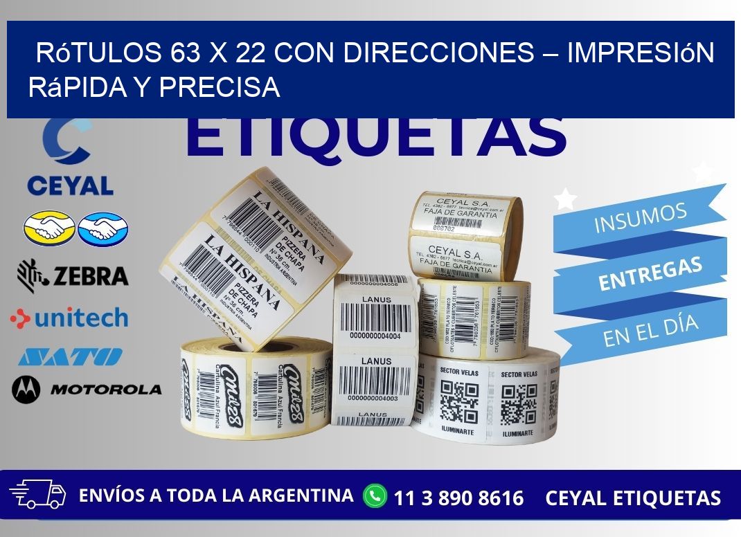 Rótulos 63 x 22 con Direcciones – Impresión Rápida y Precisa