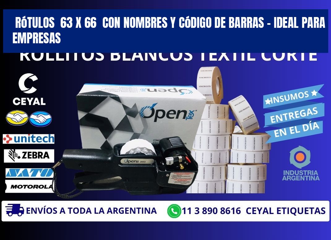 Rótulos  63 x 66  con Nombres y Código de Barras – Ideal para Empresas