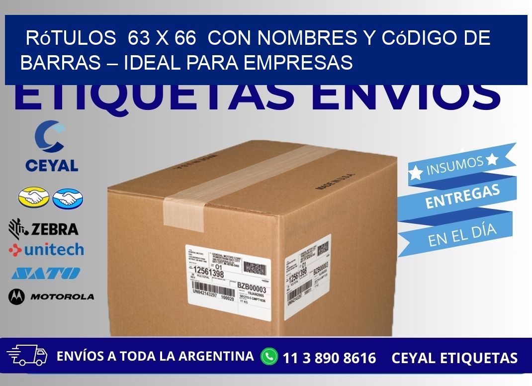 Rótulos  63 x 66  con Nombres y Código de Barras – Ideal para Empresas