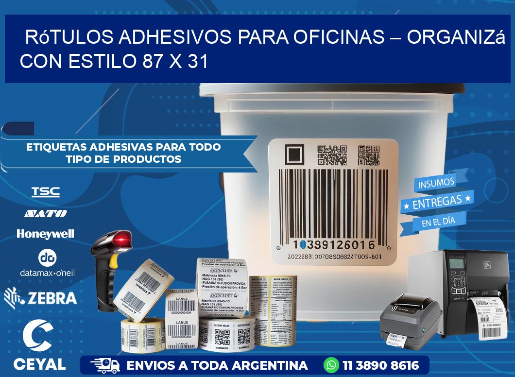 Rótulos Adhesivos para Oficinas – Organizá con Estilo 87 x 31