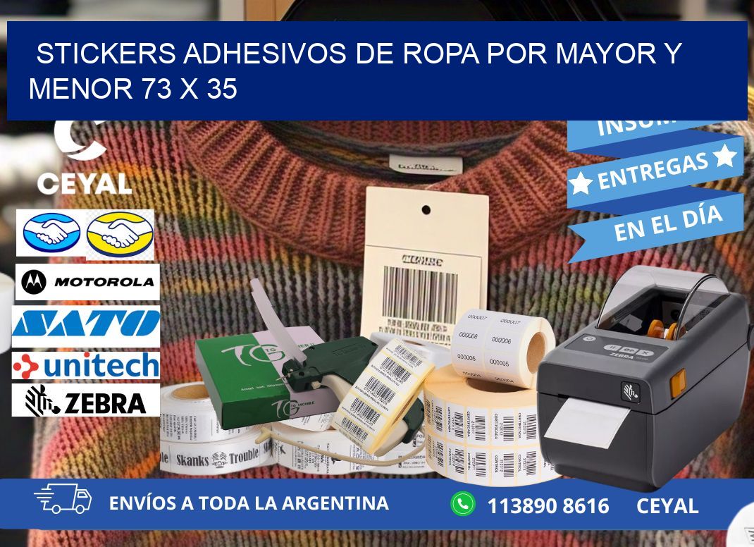 STICKERS ADHESIVOS DE ROPA POR MAYOR Y MENOR 73 x 35