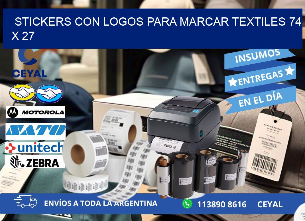 STICKERS CON LOGOS PARA MARCAR TEXTILES 74 x 27