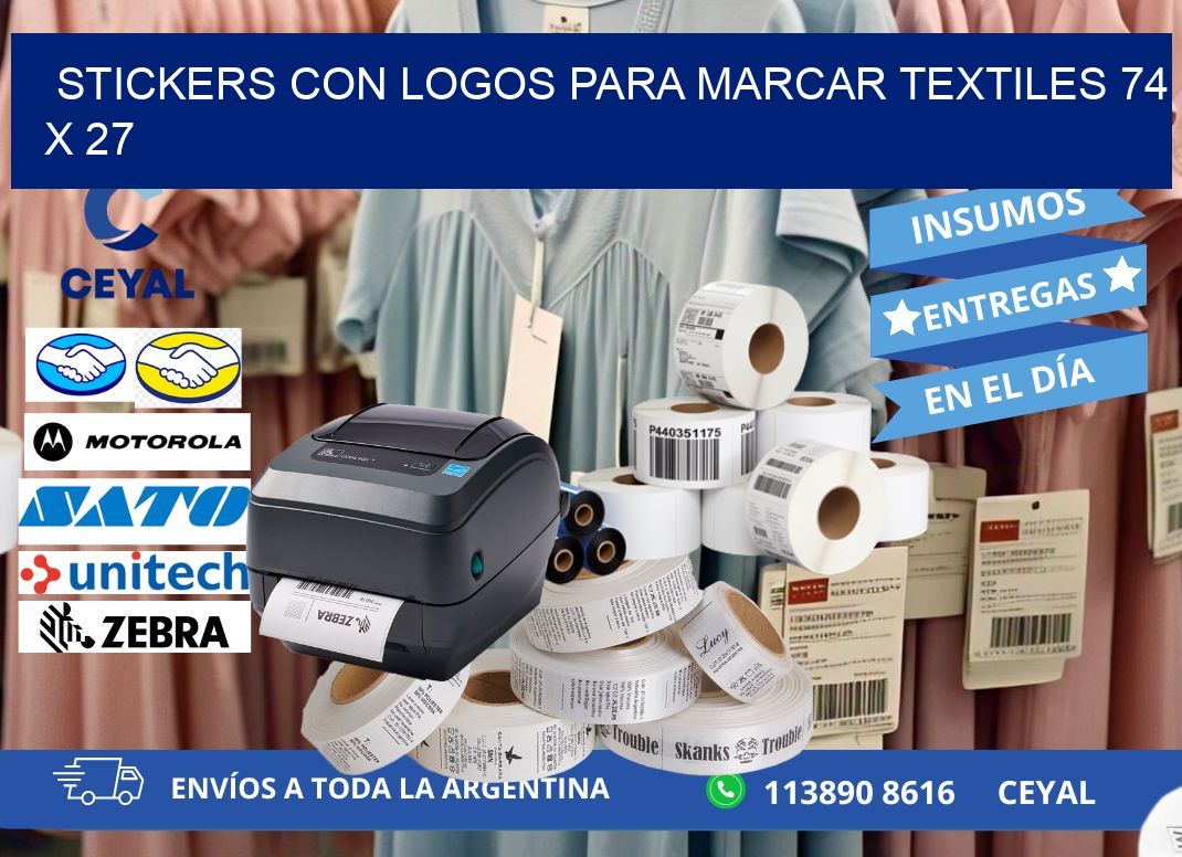 STICKERS CON LOGOS PARA MARCAR TEXTILES 74 x 27