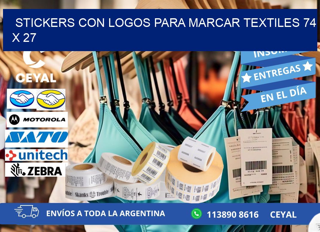 STICKERS CON LOGOS PARA MARCAR TEXTILES 74 x 27