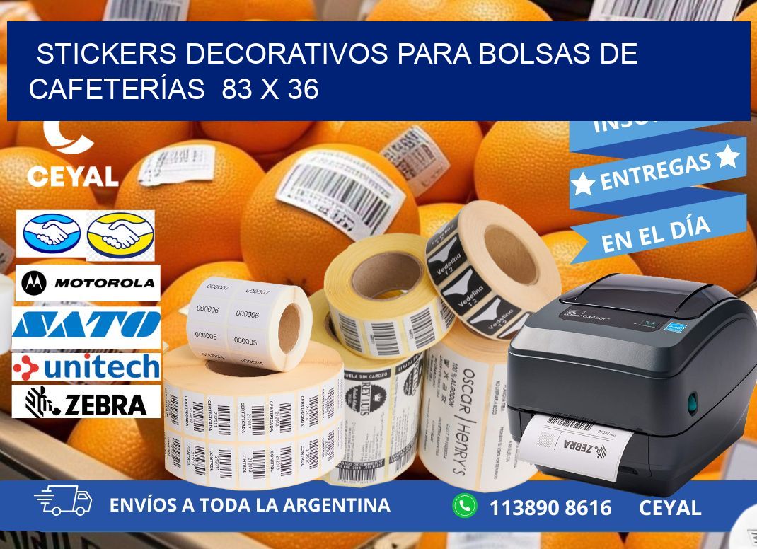 STICKERS DECORATIVOS PARA BOLSAS DE CAFETERÍAS 83 x 36