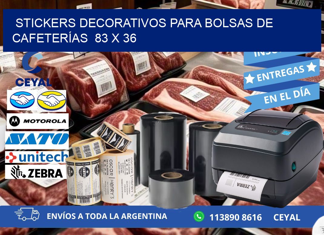 STICKERS DECORATIVOS PARA BOLSAS DE CAFETERÍAS 83 x 36