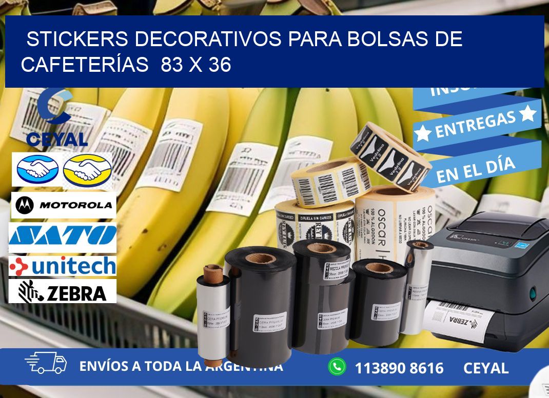 STICKERS DECORATIVOS PARA BOLSAS DE CAFETERÍAS 83 x 36