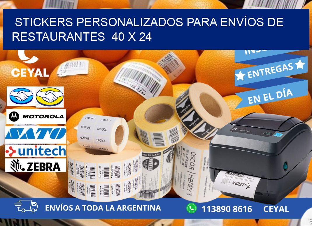 STICKERS PERSONALIZADOS PARA ENVÍOS DE RESTAURANTES  40 x 24