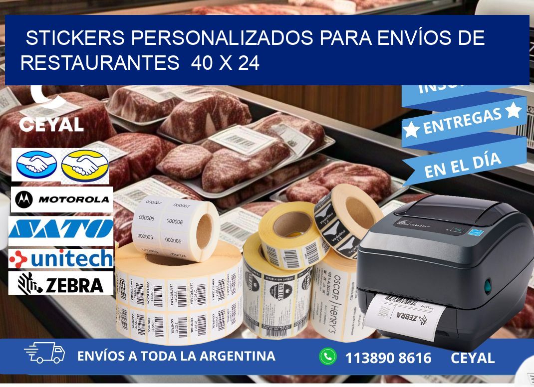 STICKERS PERSONALIZADOS PARA ENVÍOS DE RESTAURANTES  40 x 24