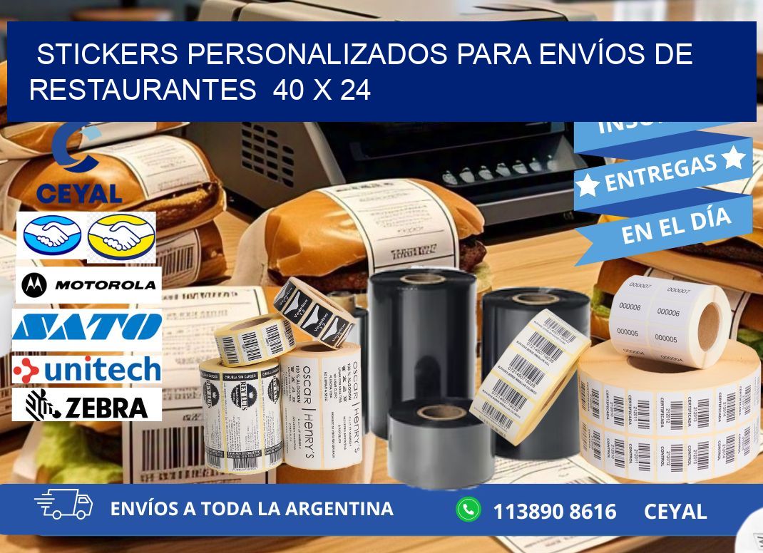 STICKERS PERSONALIZADOS PARA ENVÍOS DE RESTAURANTES  40 x 24