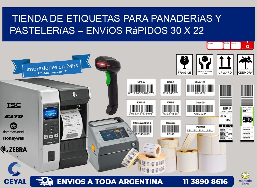 Tienda de Etiquetas para Panaderías y Pastelerías – Envíos Rápidos 30 x 22