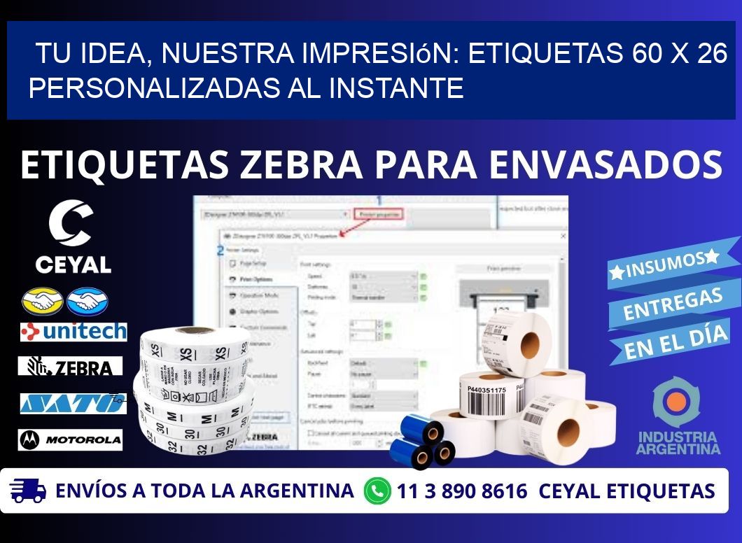 Tu Idea, Nuestra Impresión: Etiquetas 60 x 26 Personalizadas al Instante