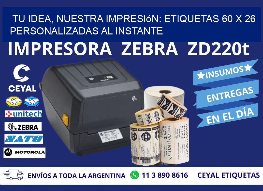 Tu Idea, Nuestra Impresión: Etiquetas 60 x 26 Personalizadas al Instante