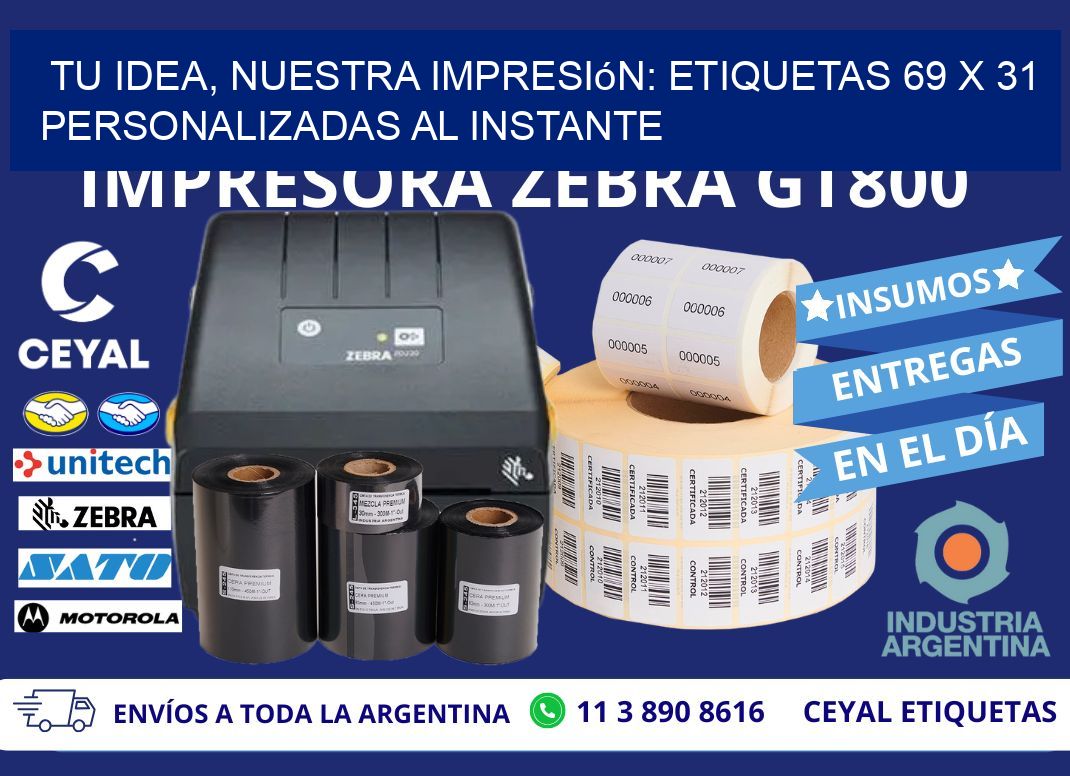 Tu Idea, Nuestra Impresión: Etiquetas 69 x 31 Personalizadas al Instante