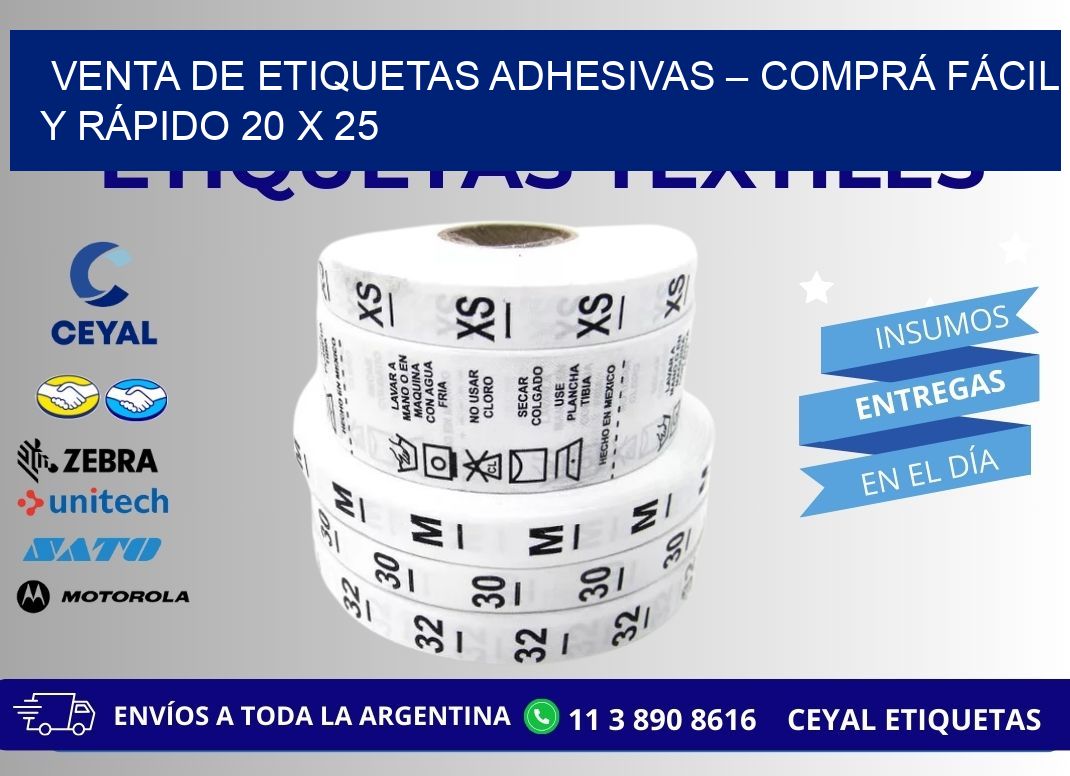 VENTA DE ETIQUETAS ADHESIVAS – COMPRÁ FÁCIL Y RÁPIDO 20 x 25