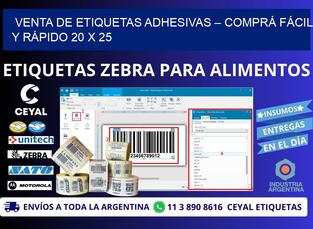 VENTA DE ETIQUETAS ADHESIVAS – COMPRÁ FÁCIL Y RÁPIDO 20 x 25