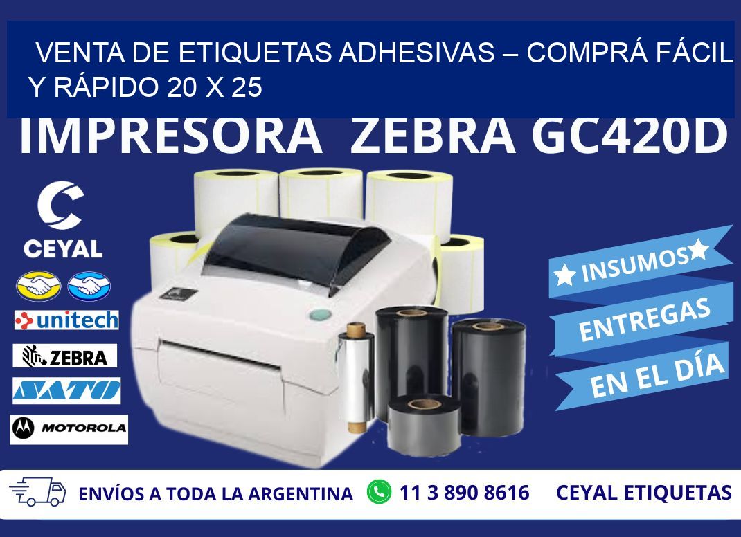 VENTA DE ETIQUETAS ADHESIVAS – COMPRÁ FÁCIL Y RÁPIDO 20 x 25