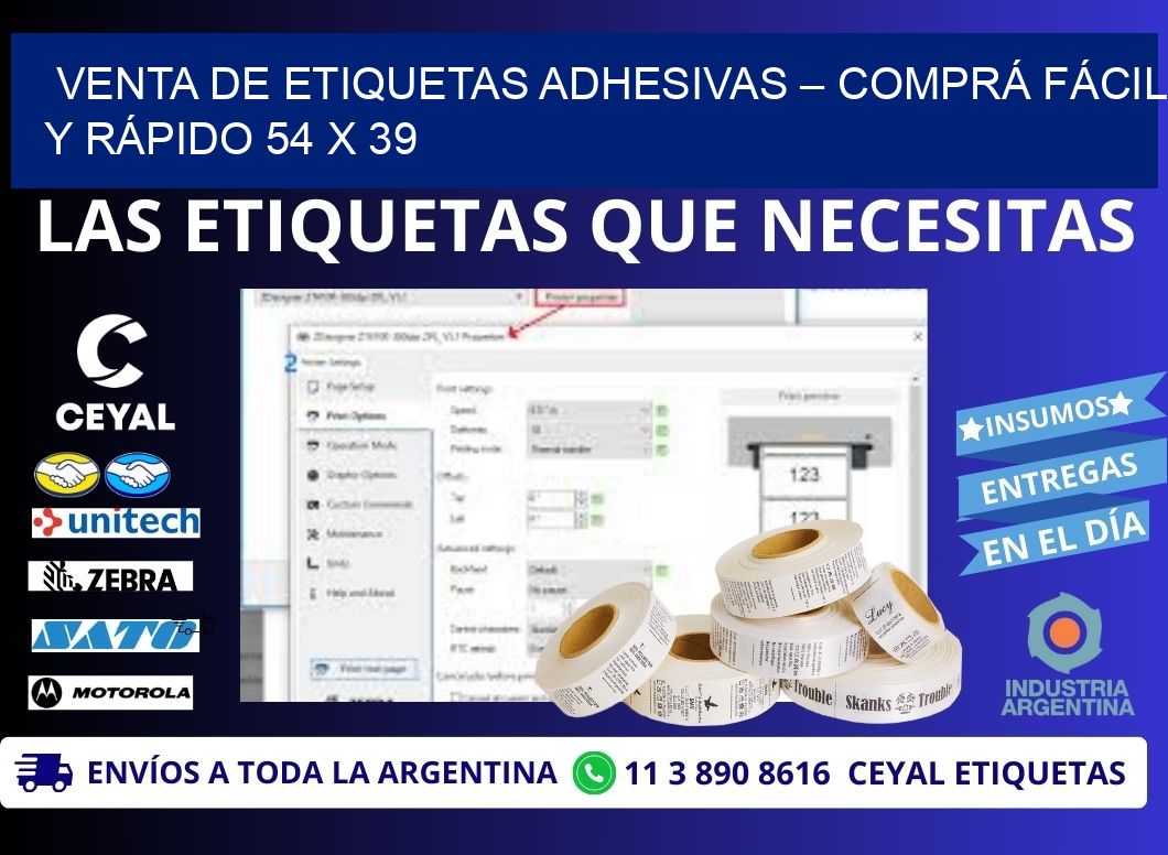 VENTA DE ETIQUETAS ADHESIVAS – COMPRÁ FÁCIL Y RÁPIDO 54 x 39