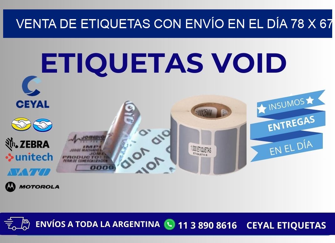 VENTA DE ETIQUETAS CON ENVÍO EN EL DÍA 78 x 67