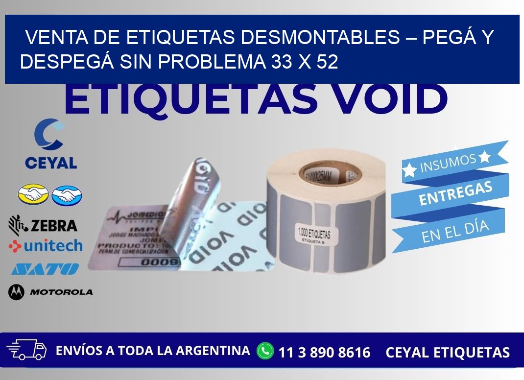 VENTA DE ETIQUETAS DESMONTABLES – PEGÁ Y DESPEGÁ SIN PROBLEMA 33 x 52