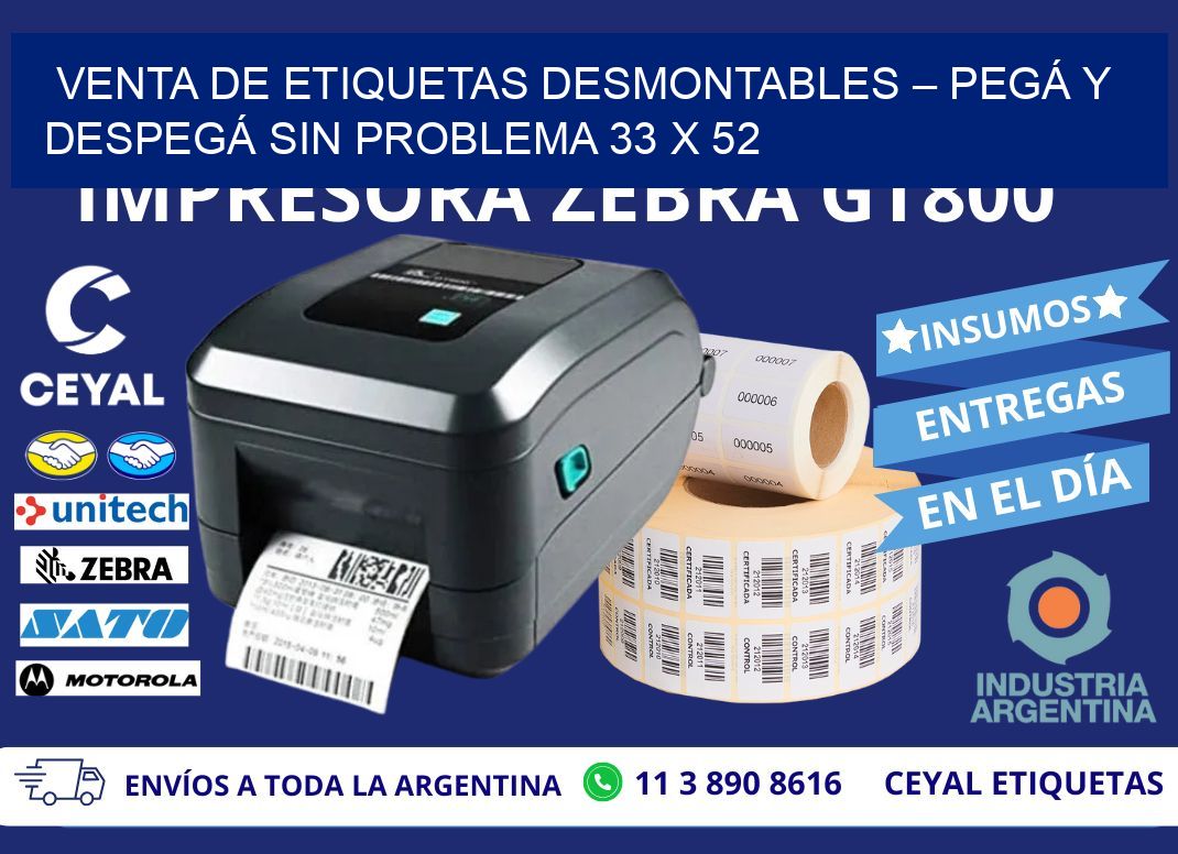 VENTA DE ETIQUETAS DESMONTABLES – PEGÁ Y DESPEGÁ SIN PROBLEMA 33 x 52