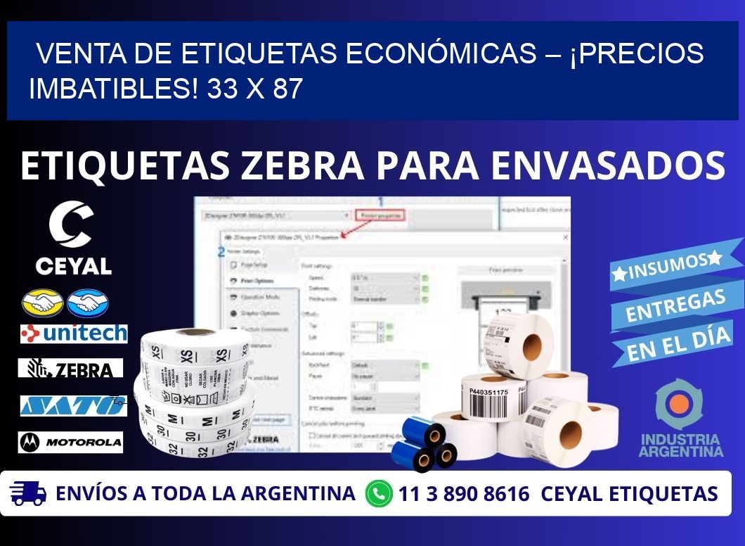 VENTA DE ETIQUETAS ECONÓMICAS – ¡PRECIOS IMBATIBLES! 33 x 87