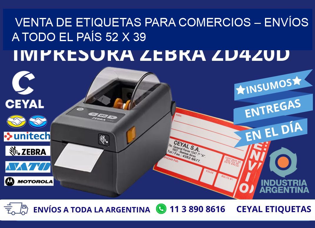 VENTA DE ETIQUETAS PARA COMERCIOS – ENVÍOS A TODO EL PAÍS 52 x 39