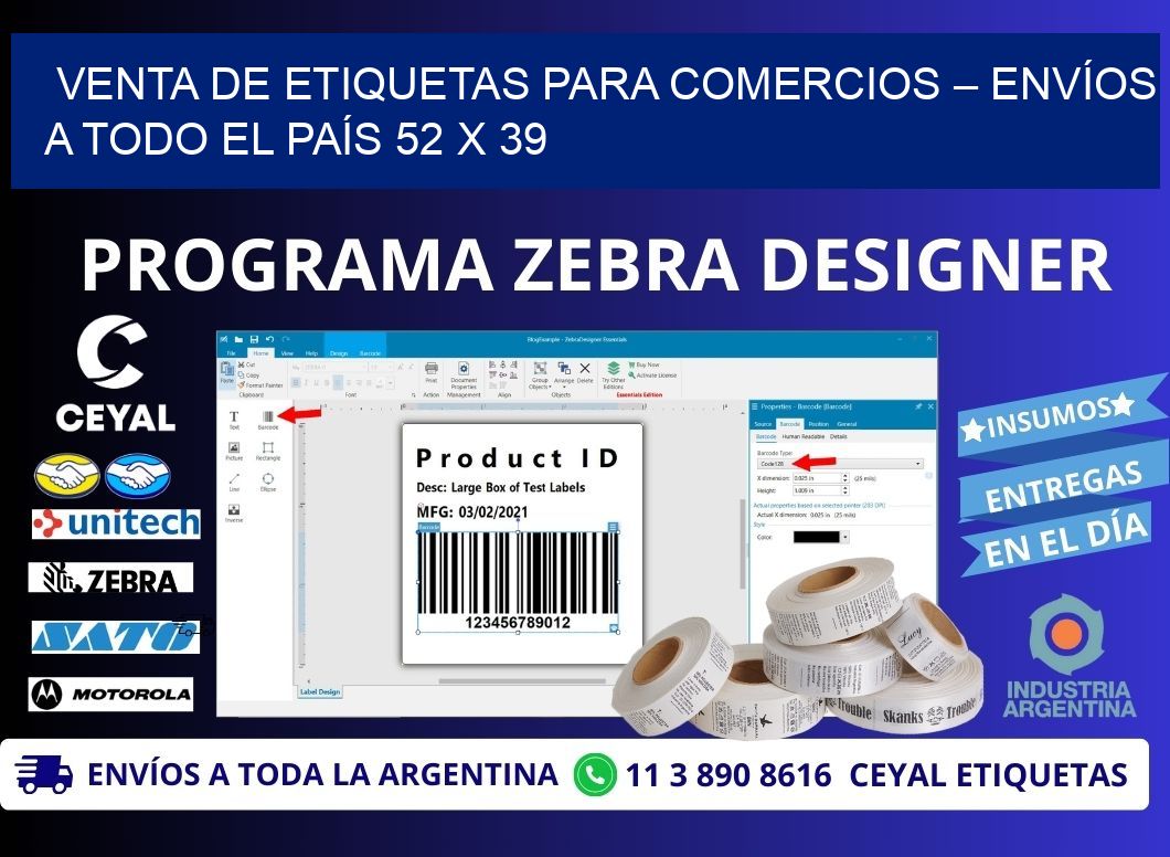 VENTA DE ETIQUETAS PARA COMERCIOS – ENVÍOS A TODO EL PAÍS 52 x 39