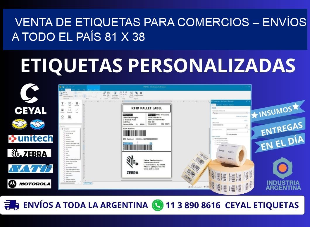 VENTA DE ETIQUETAS PARA COMERCIOS – ENVÍOS A TODO EL PAÍS 81 x 38