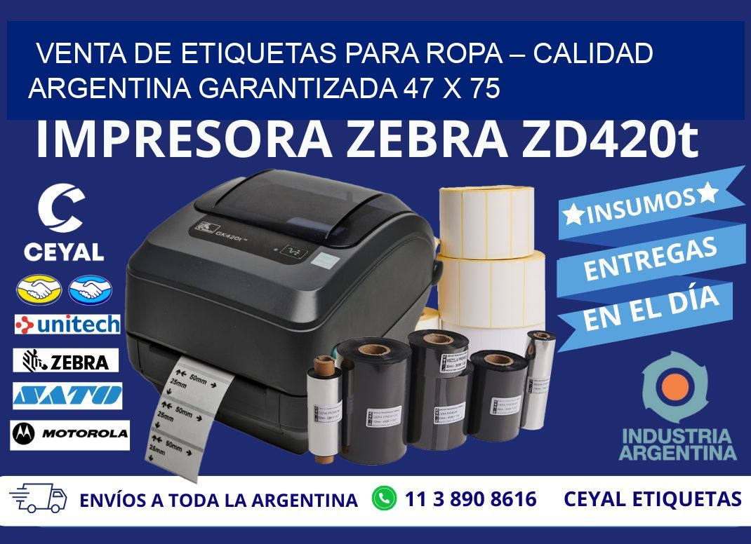 VENTA DE ETIQUETAS PARA ROPA – CALIDAD ARGENTINA GARANTIZADA 47 x 75