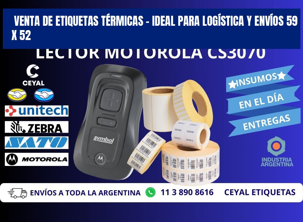 VENTA DE ETIQUETAS TÉRMICAS – IDEAL PARA LOGÍSTICA Y ENVÍOS 59 x 52