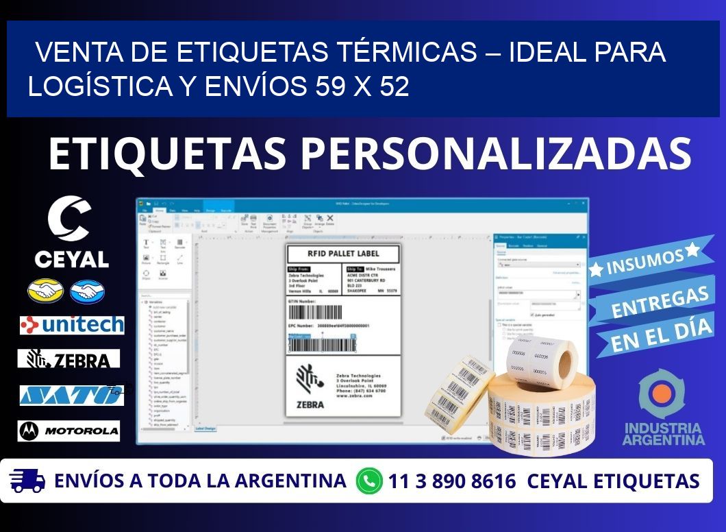 VENTA DE ETIQUETAS TÉRMICAS – IDEAL PARA LOGÍSTICA Y ENVÍOS 59 x 52