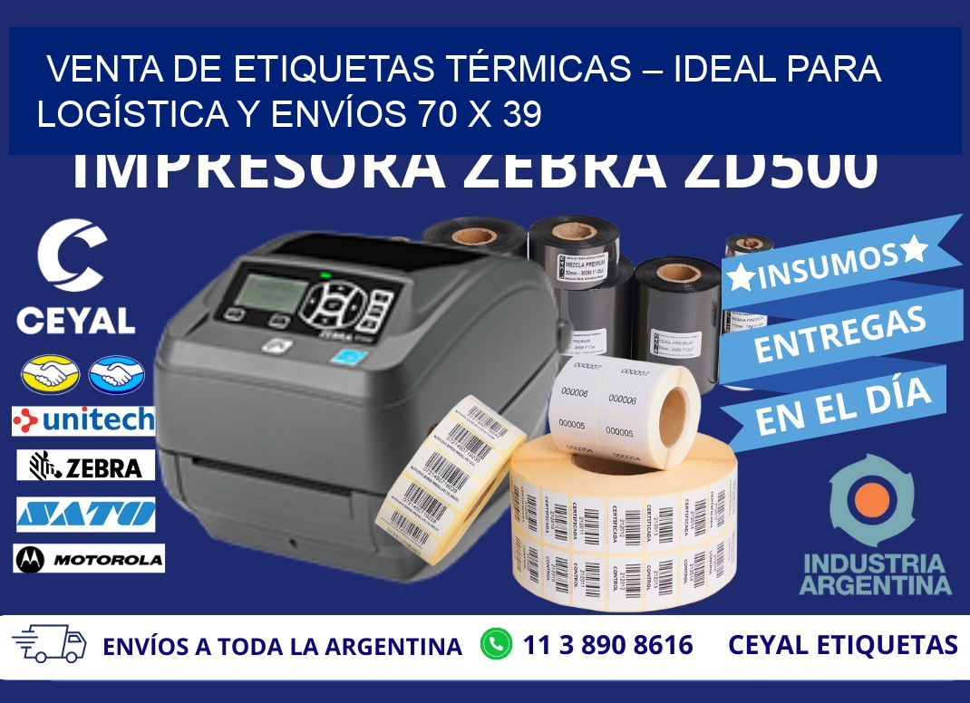 VENTA DE ETIQUETAS TÉRMICAS – IDEAL PARA LOGÍSTICA Y ENVÍOS 70 x 39