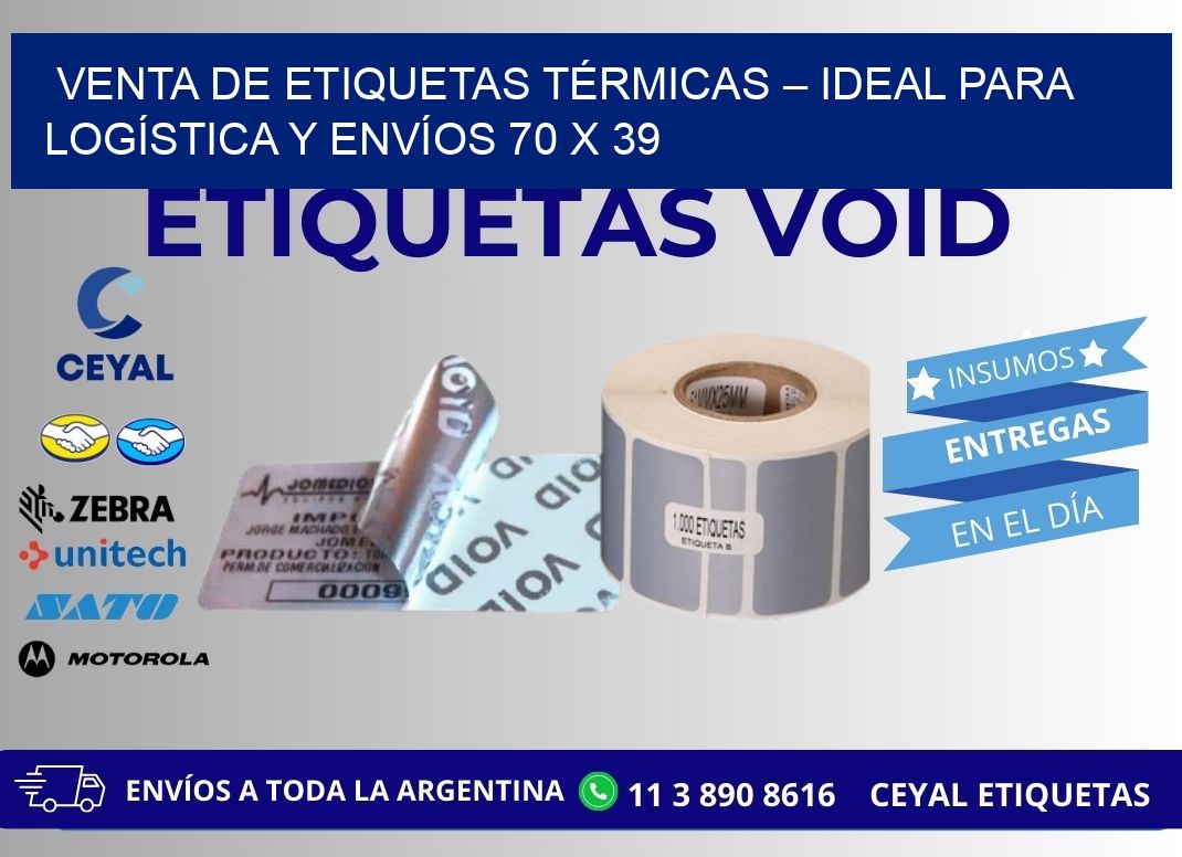 VENTA DE ETIQUETAS TÉRMICAS – IDEAL PARA LOGÍSTICA Y ENVÍOS 70 x 39