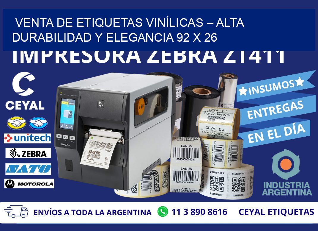 VENTA DE ETIQUETAS VINÍLICAS – ALTA DURABILIDAD Y ELEGANCIA 92 x 26