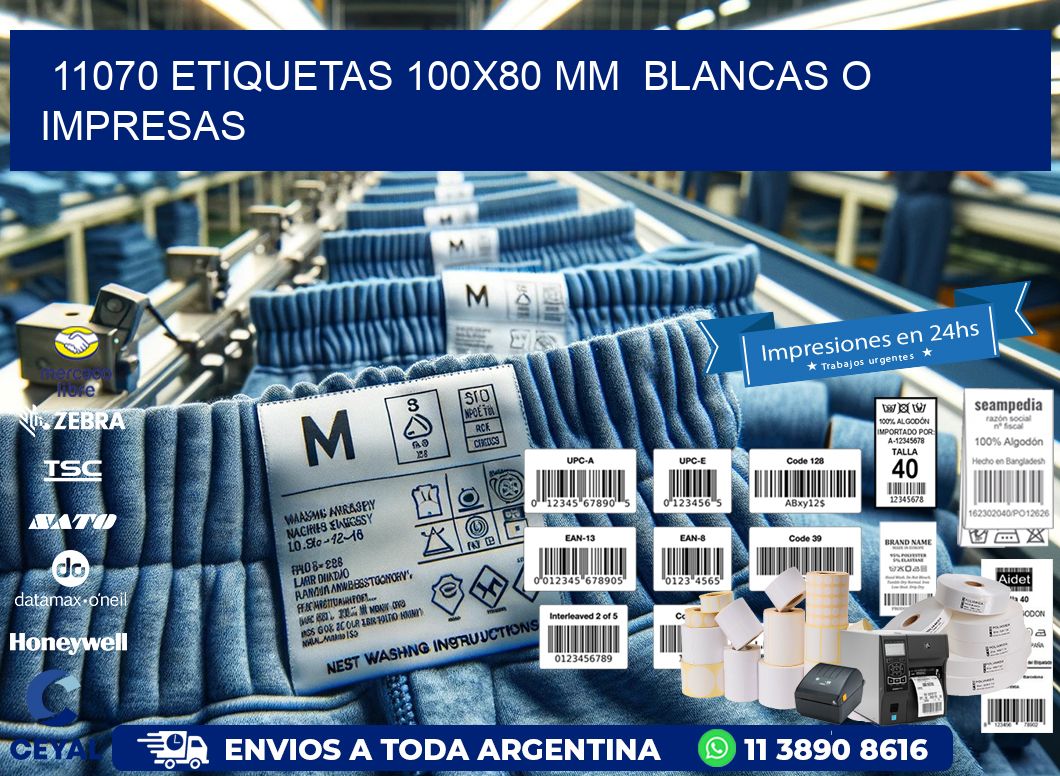 11070 ETIQUETAS 100x80 mm  BLANCAS O IMPRESAS