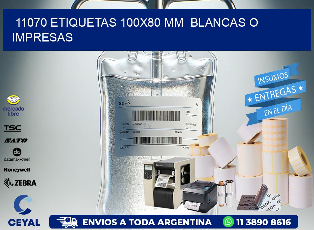 11070 ETIQUETAS 100×80 mm  BLANCAS O IMPRESAS