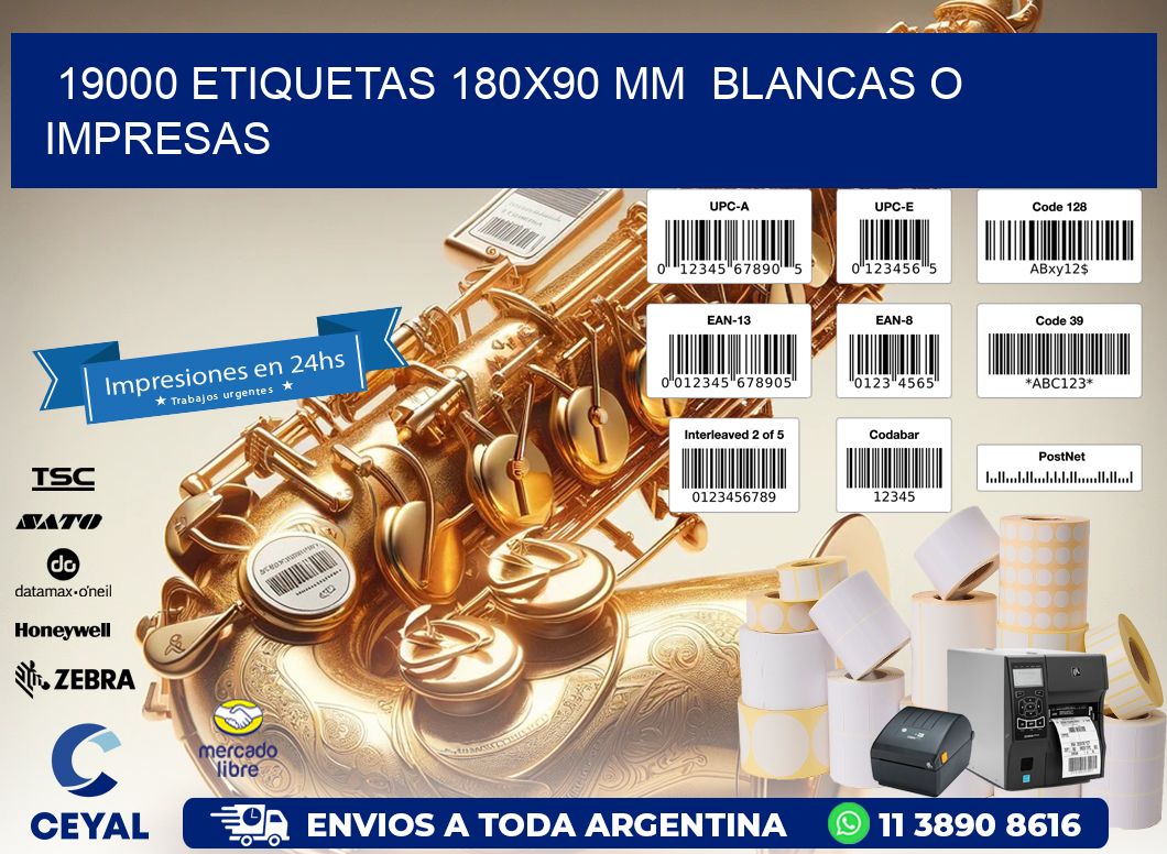 19000 ETIQUETAS 180x90 mm  BLANCAS O IMPRESAS