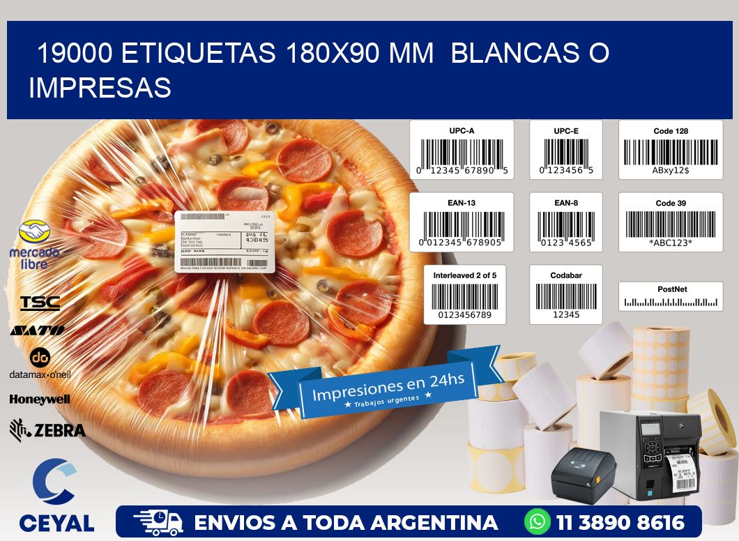 19000 ETIQUETAS 180x90 mm  BLANCAS O IMPRESAS